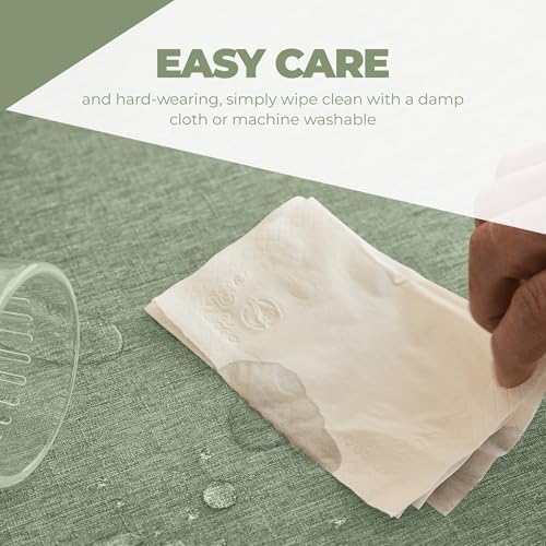 Sage Green Rectangle Waterproof Tablecloth for 4-6 Seats