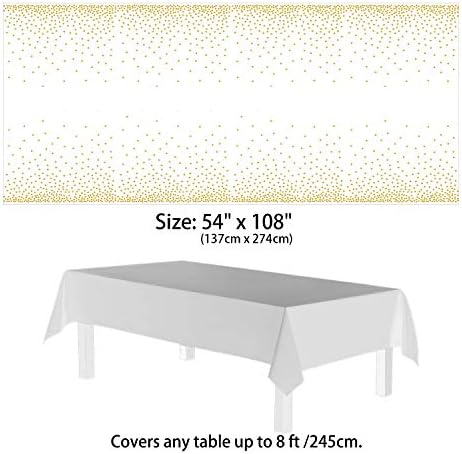 4 Pack Plastic Tablecloths with Gold Dot Design