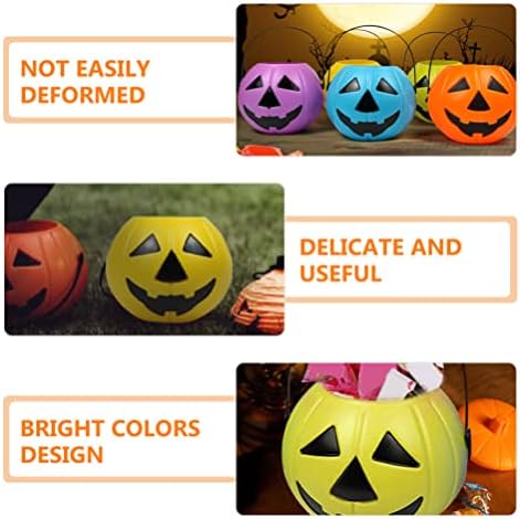 VOSAREA 2pcs Pumpkin Bucket Halloween Candy Buckets with Handles for Party Supplies