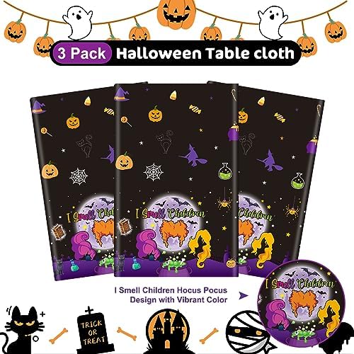 3 Pack Hocus Pocus Halloween Tablecloths 108x54 Inch