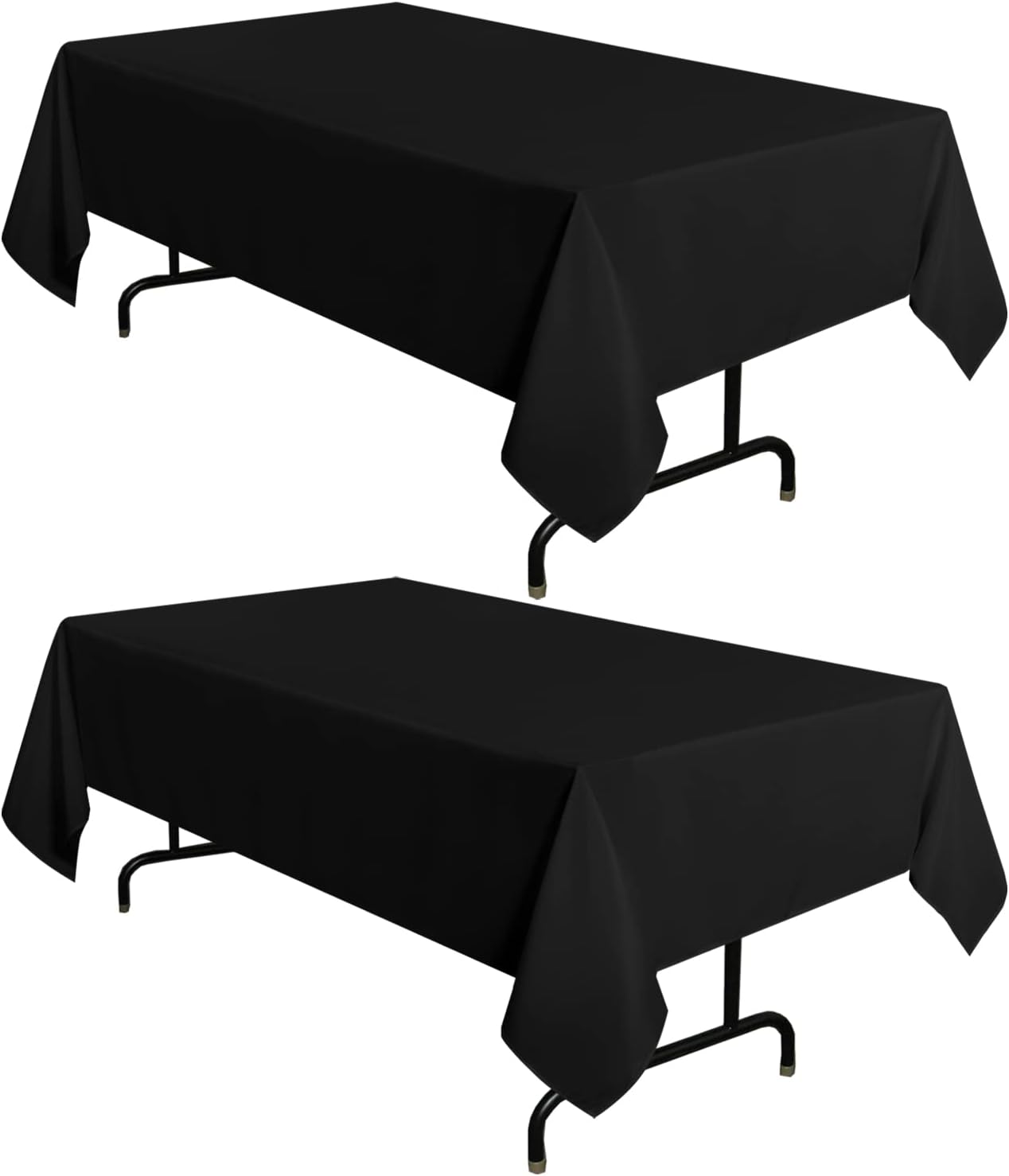 Sancua 2 Pack Black Tablecloth 60x84 Inch Rectangle 4 Feet Table Cover