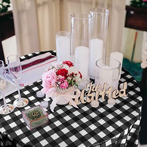 Disposable Checkered Round Tablecloth 84 Buffalo Plaid 6 Pieces