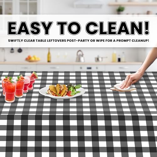 Grandipity Black Gingham Checkered Tablecloth 6 Pk 54in x 108in