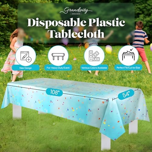 Grandipity 6 Pack Premium Disposable Blue Tablecloth 54x108 Inch Rectangle