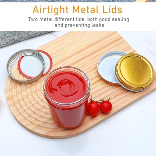 16oz Mason Jars with Lids 12 Pack Overnight Oats Containers for Jam and Canning