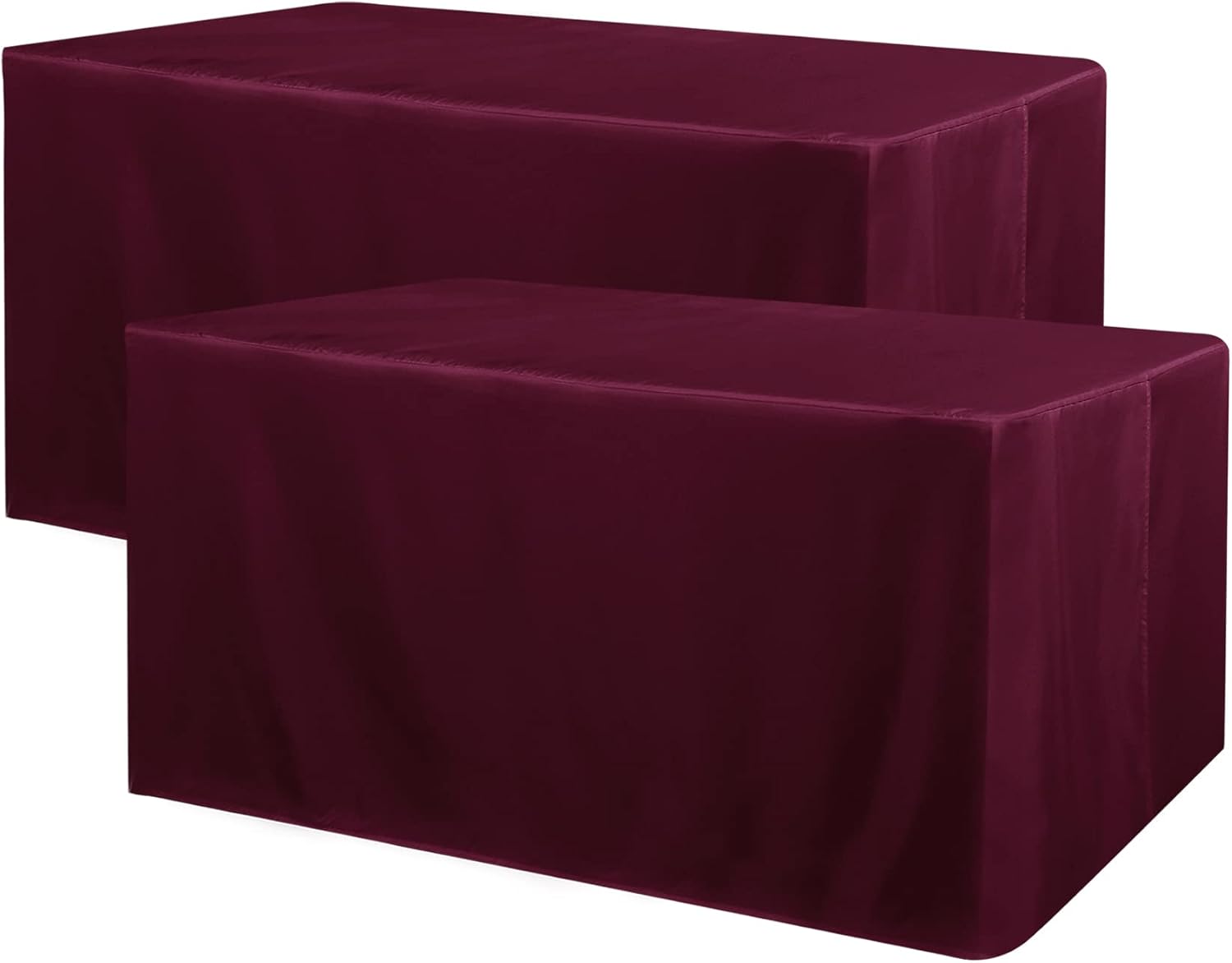 Obstal 2 Pack Fitted Table Covers for 6 Foot Tables - Burgundy
