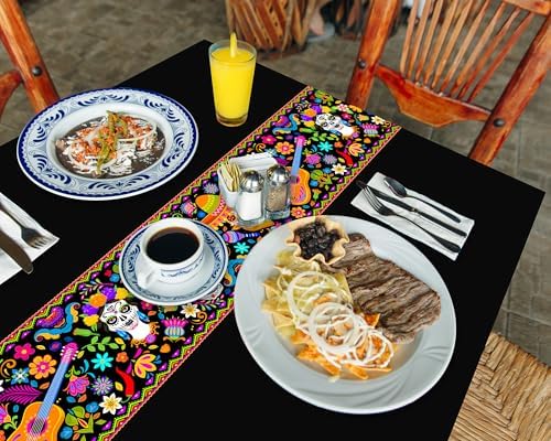 Oudain 6 Pcs Fiesta Tablecloth 108 x 54 Inch Waterproof Plastic Table Cover for Mexican Festive Events