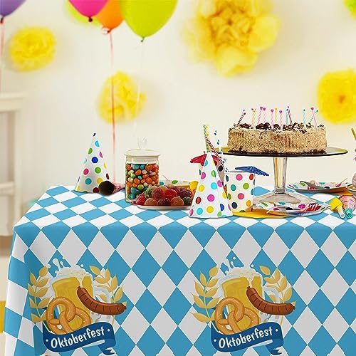 Oktoberfest Tablecloth with Bavarian Flag Design 53x98 Inches