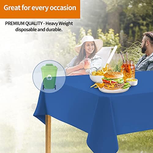 Blue Disposable Plastic Tablecloth for Rectangle Tables 12 Pack