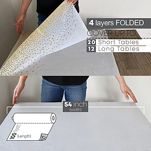 Neatiffy 54 in x 100 Ft Tablecloth Roll with Slide Cutter - Waterproof Cover for Tables