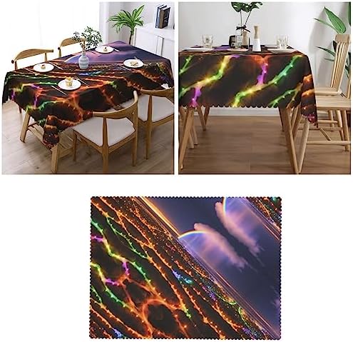 Rainbows and Lights Rectangle Tablecloth 54x72 Inch Washable Decor