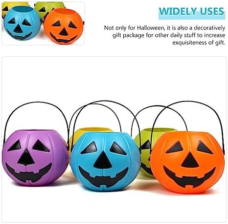 VOSAREA 2pcs Pumpkin Bucket Halloween Candy Server with Handles
