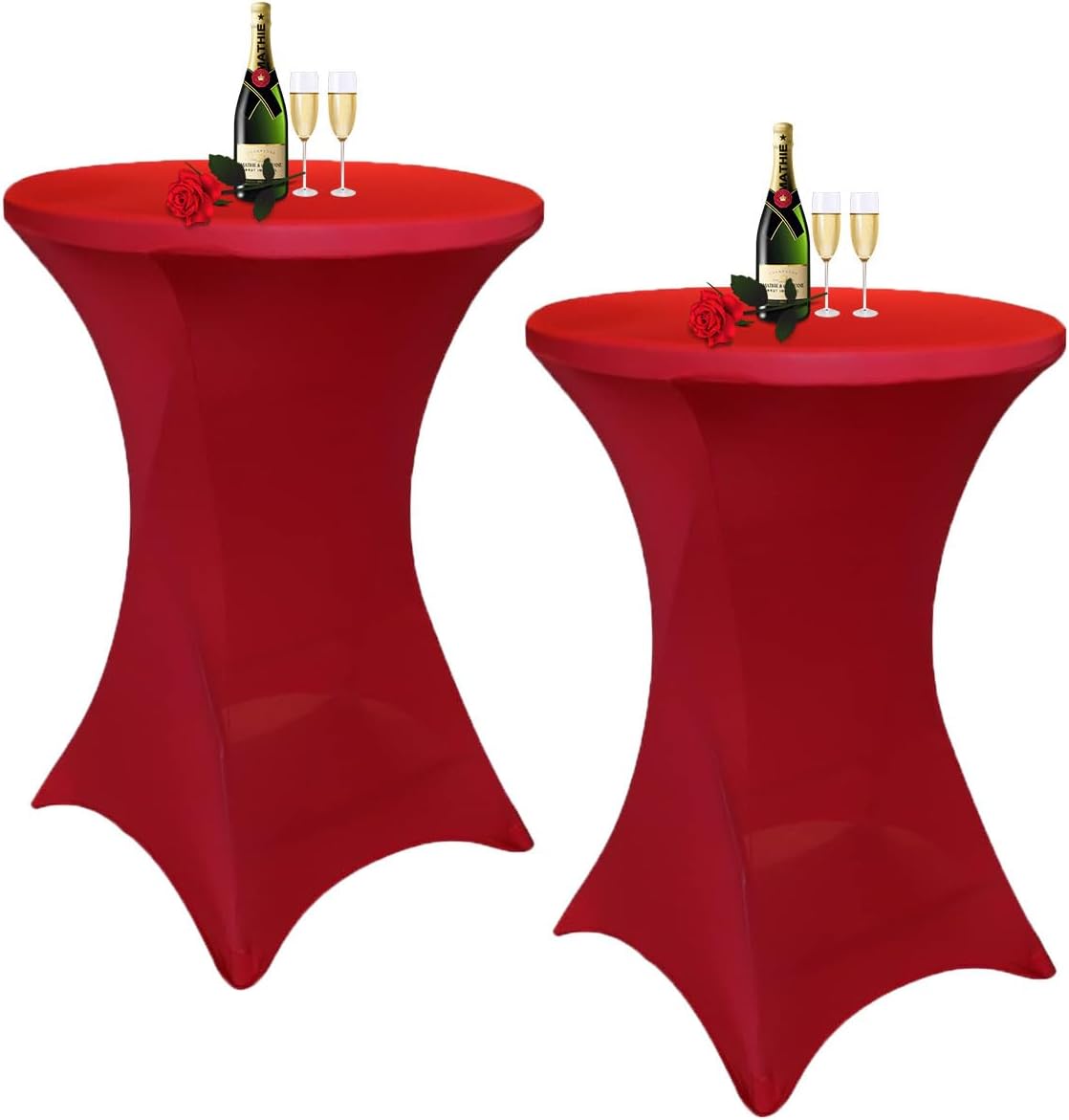 Albassa 2 Pack Cocktail Table Covers 32x43 Spandex Stretch Round Tablecloths for Bar Wedding Banquet Tables