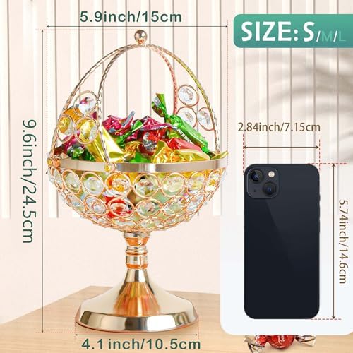 Crystal Candy Bowl Holder Decorative Fruit Bowl Stand Flower Basket Ornament Home Decor Table Centerpiece Gold S