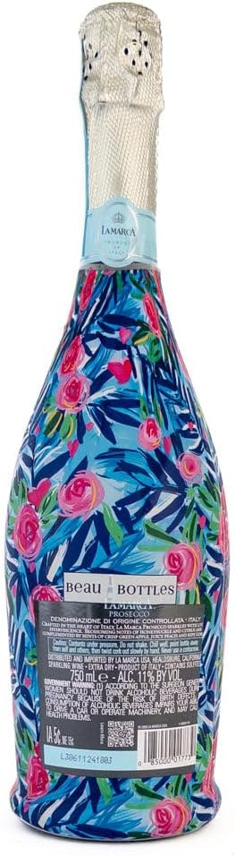 Beau Bottles Preppy Roses with Love Wine Label Wrap for 750ml Champagne Bottle