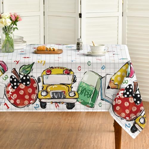 Horaldaily Back to School Tablecloth 60x84 Inch Rectangular
