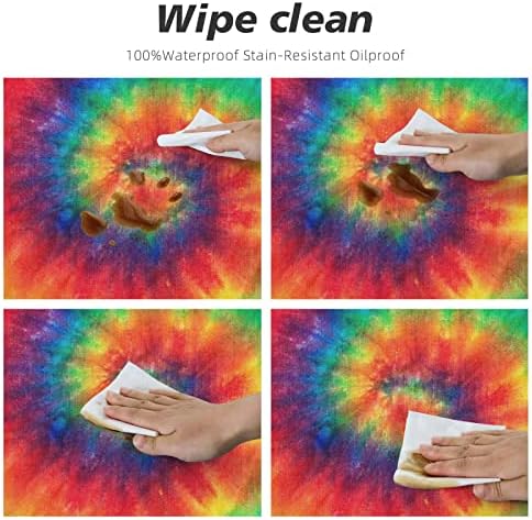 Tie Dye Round Tablecloth Fitted Elastic Washable 45-50 Inch