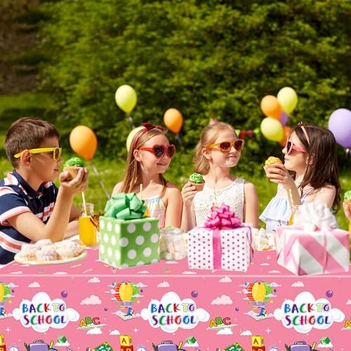 2 Pack Back to School Tablecloths Blue and Pink