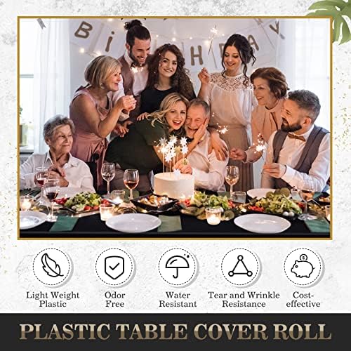 Moukeren 2 Pieces 54 Inch x 300 Feet Plastic Tablecloth Roll with Slide Cutter