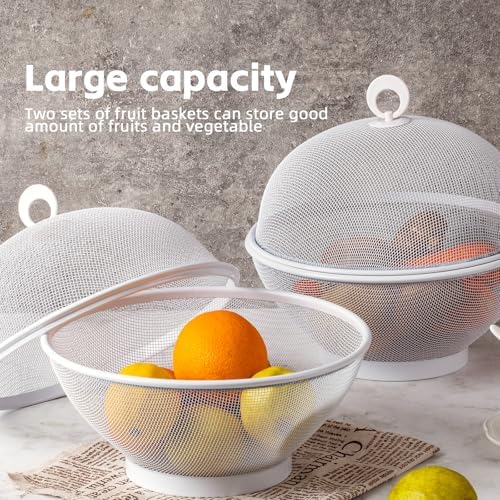 Toutrop 2Pcs Large Capacity Mesh Fruit Basket with Lid