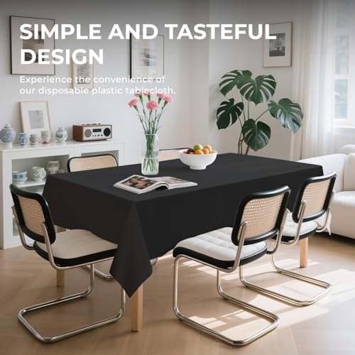 6 Pack Premium Disposable Plastic Tablecloths 54x108 Black