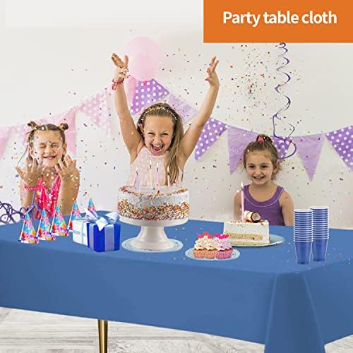 Blue Disposable Plastic Tablecloth for Rectangle Tables 12 Pack