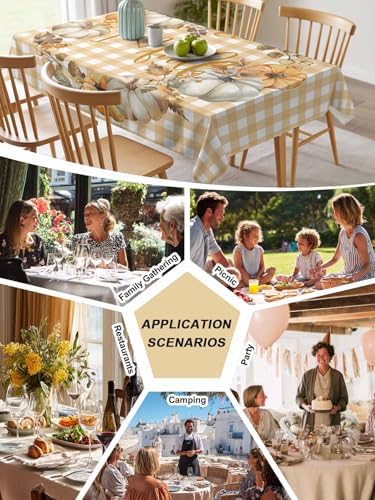 IDOWMAT Rectangle Table Cloth 60x102 Inch Waterproof Oil Proof for Thanksgiving and Fall Parties