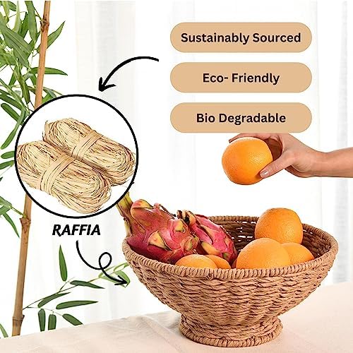 Folkulture Jute Fruit Bowl 12 Inch Decorative Serving Bowl