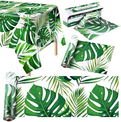 Hawaiian Palm Leaves Tablecloth Roll with Cutting Box 54x100