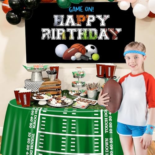 3 Pcs Football Tablecloths for Round Table 84x84 Inch