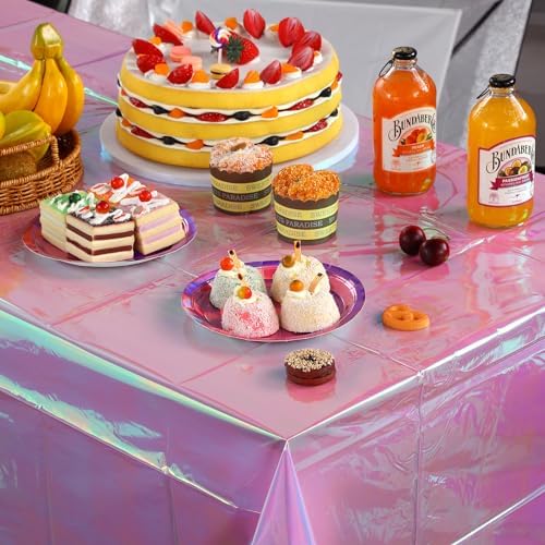 FunnyPars 3 Pack Light Purple Plastic Tablecloths for Rectangle Tables