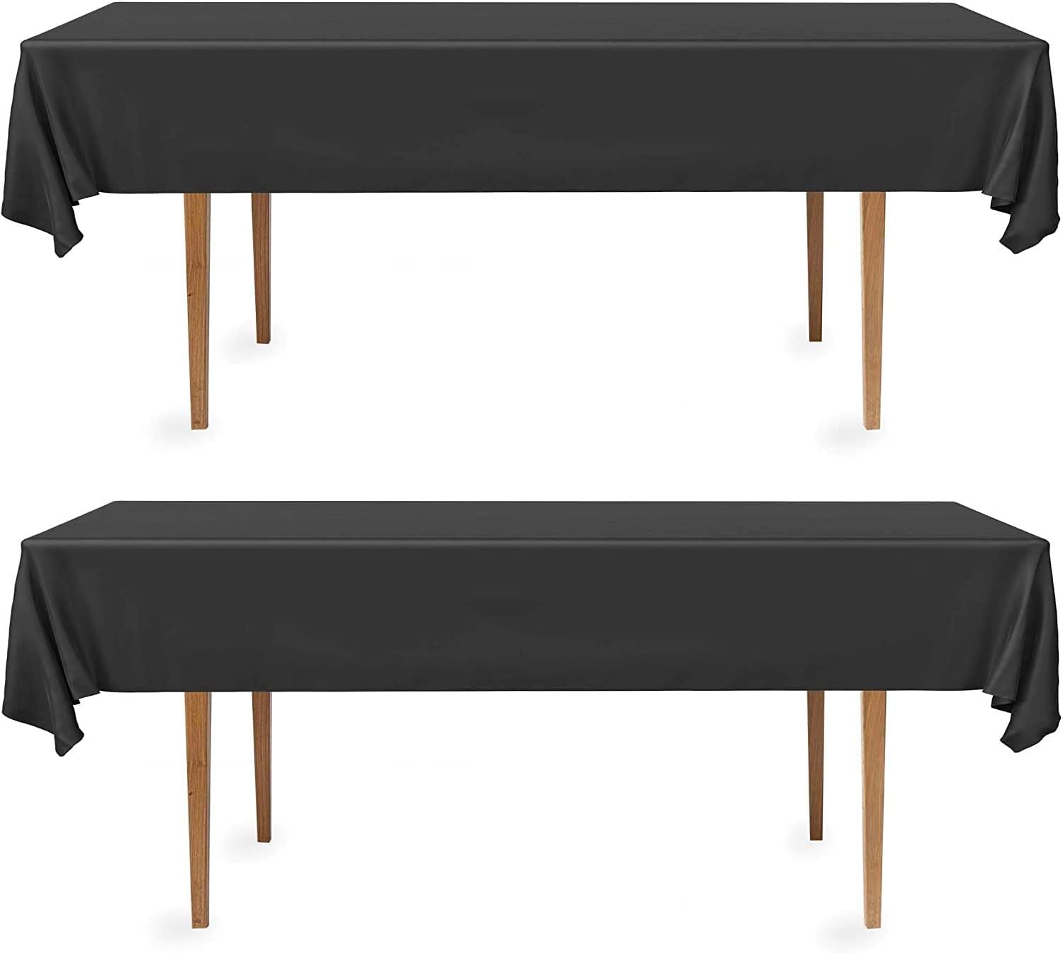 DecorRack 2 Pack Rectangular Tablecloths BPA-Free 54 x 108 Inch Black