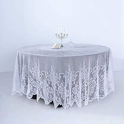 BalsaCircle 108-Inch White Lace Round Tablecloth for Weddings and Events