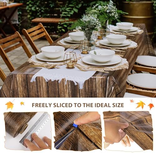 100 Ft Wood Grain Tablecloth Roll for Decor and Events