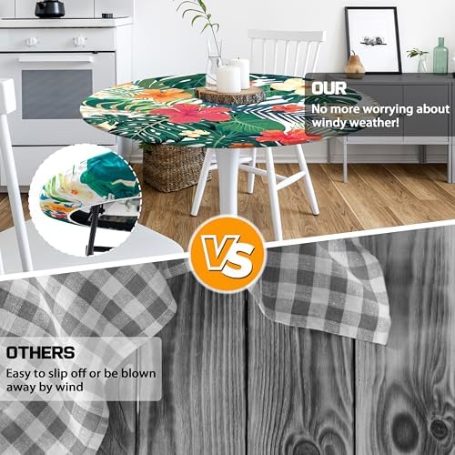 Round Fitted Tablecloth with Elastic Design for Outdoor Use