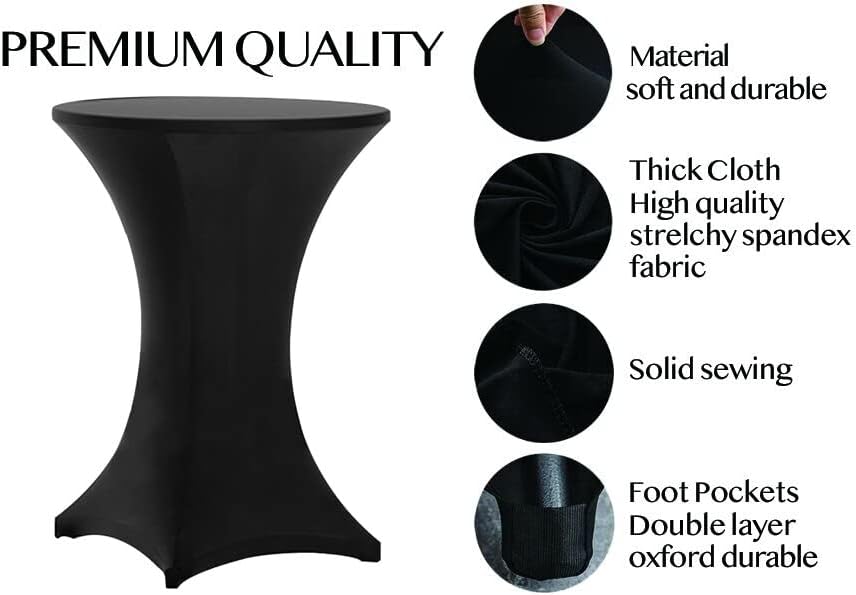 Tinas 10 Pack 30x42 Highboy Spandex Table Covers Black
