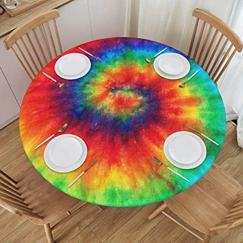 Tie Dye Round Tablecloth Fitted Elastic Washable 45-50 Inch