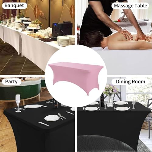Spandex Table Cover 6ft Pink 4ft Rectangular Stretch Tablecloth for Home Events