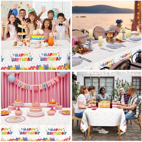3 Pack Birthday Tablecloths for Kids 54x108 Inch Waterproof Rectangle Party Covers