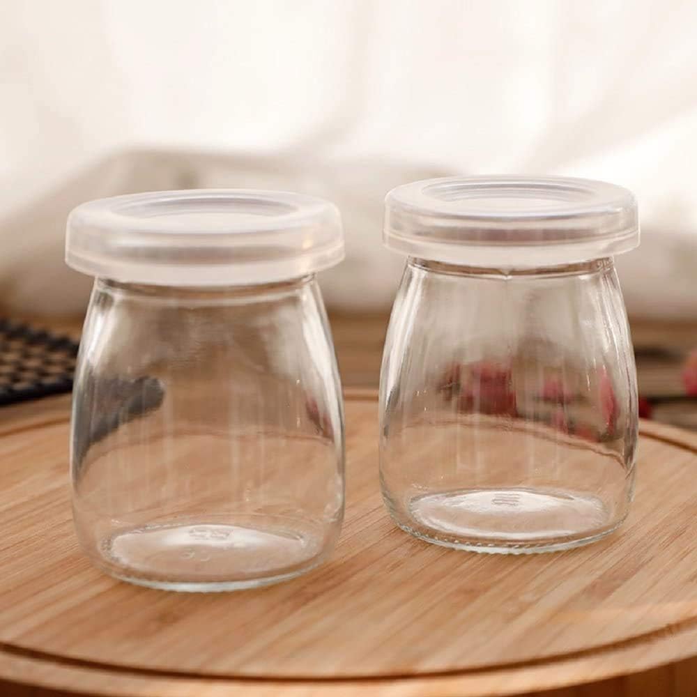 6 Pcs Yogurt Pudding Jars With Plastic Lids 7 Oz