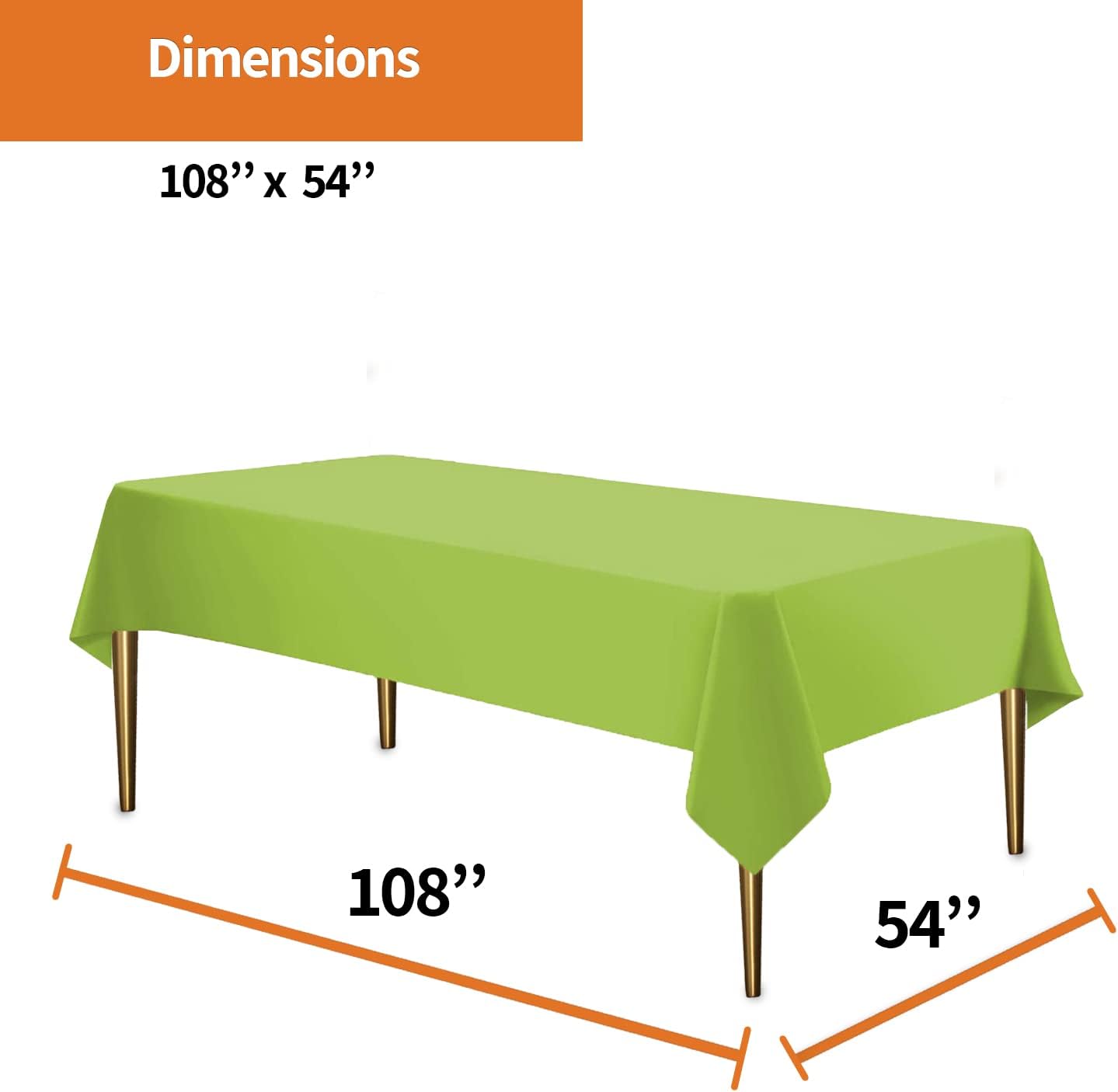 Lime Green Disposable Tablecloth for Rectangle Tables 12 Pack