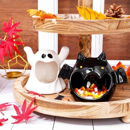 KURKUR Halloween Ghost Candy Dish Ceramic Bowl Holder