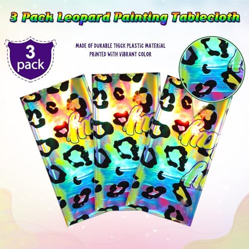 3 Pack Cheetah Print Tablecloth for Birthday Party
