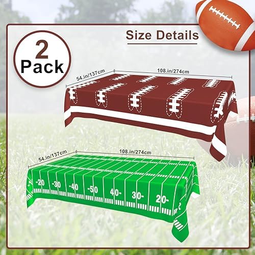 Mulbozy Football Tablecloth 2 Pack Touchdown Cover for Parties