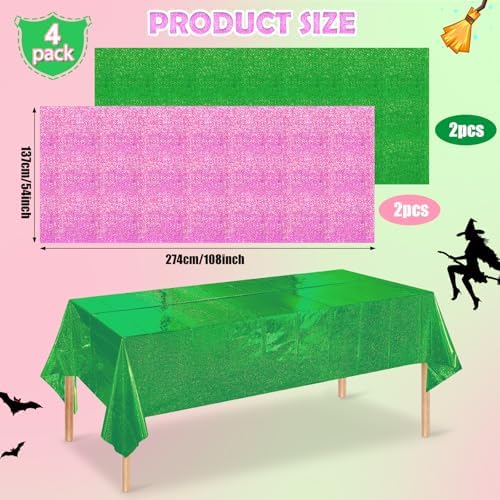 4 Pcs Iridescent Pink Green Tablecloths for Party Decorations