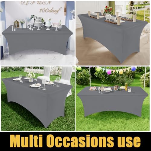 Smiry 2 Pack Stretch Tablecloths 6FT Grey