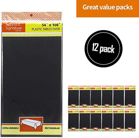 Party Dimensions Black Tablecloth for Rectangle Tables 12 Pack