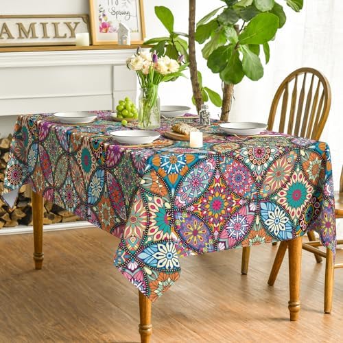 Horaldaily Boho Style Rectangular Tablecloth 60x84 Inch