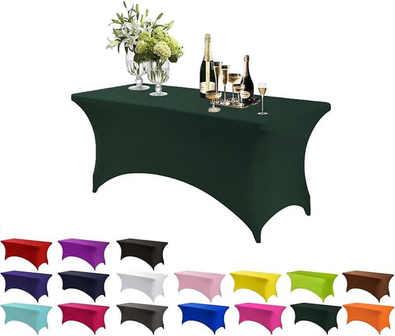 Dark Green Spandex Table Cover 6FT Rectangular
