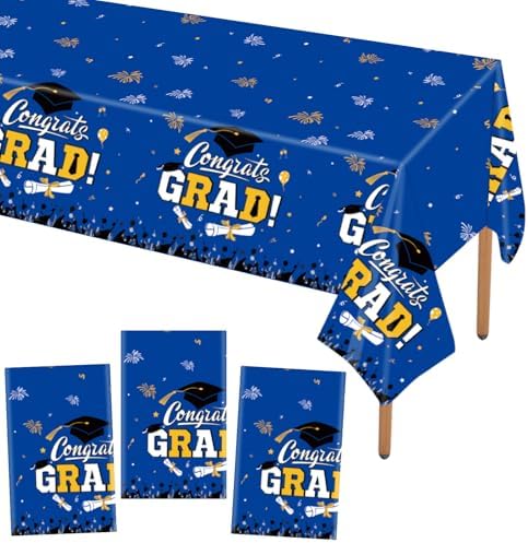 STARSIDE 3 Pack Blue Graduation Tablecloths 54x108
